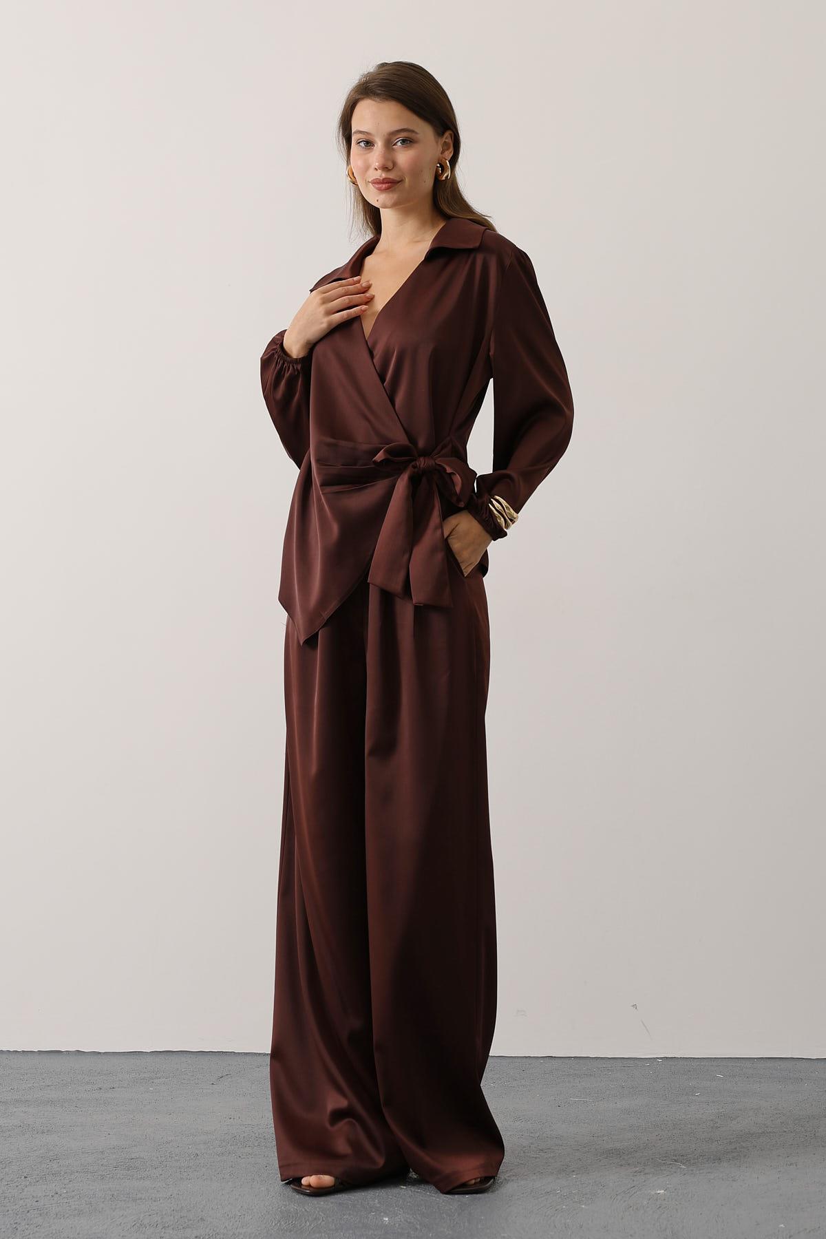 BLUZ PANTOLON TAKIM - Kahve