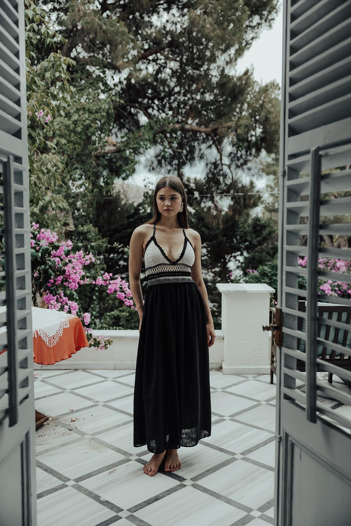 Dantelli Elbise - Siyah