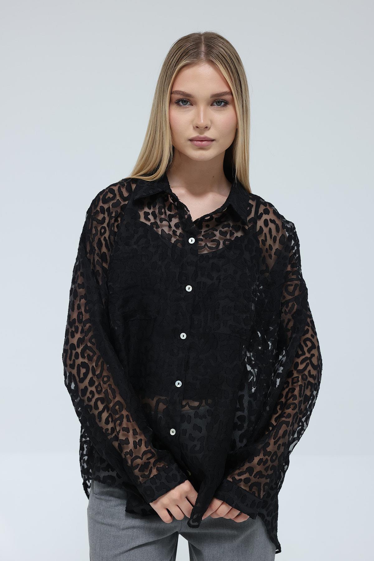 Desenli Gömlek - Siyah