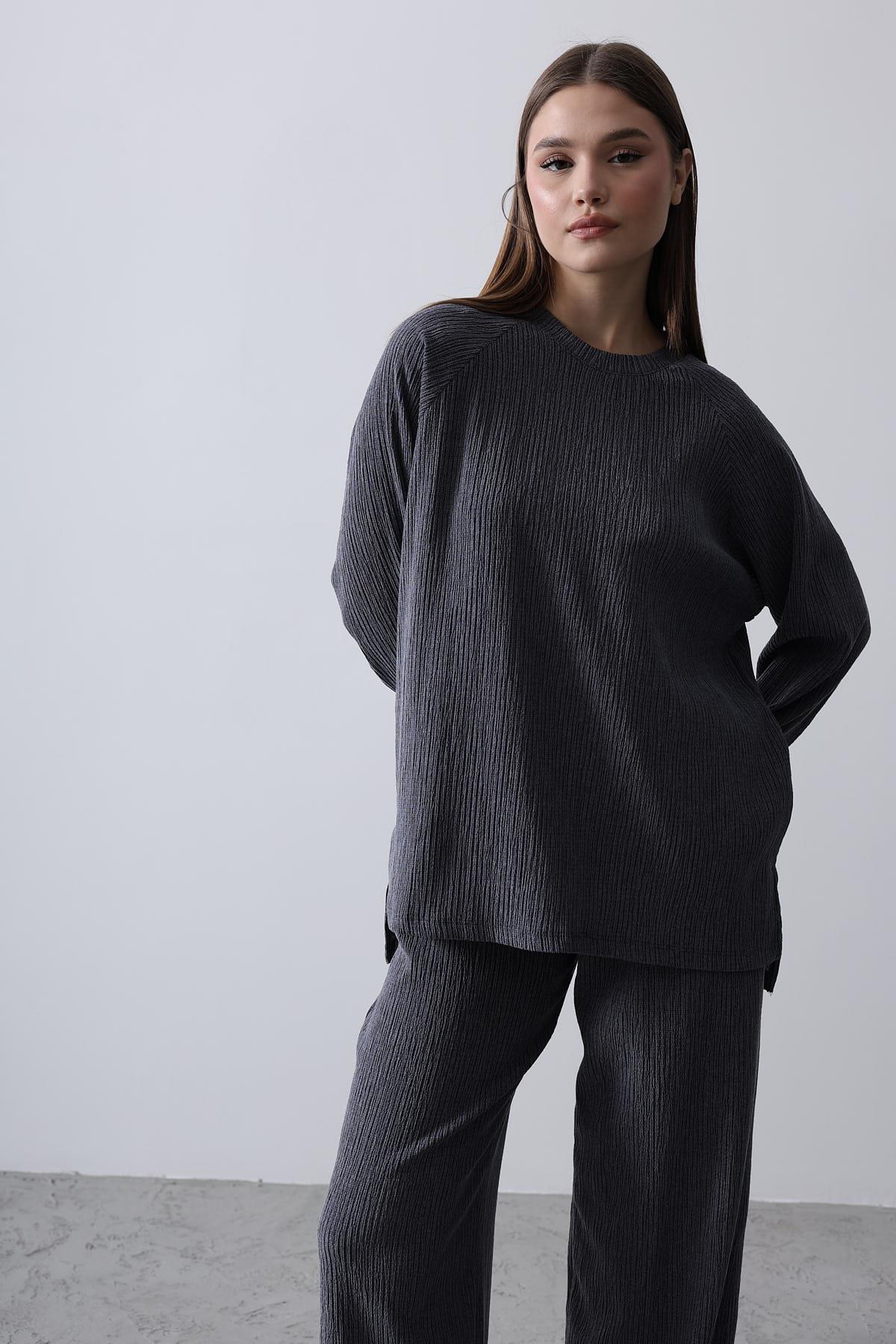 Dokulu Örme Takım - İndigo