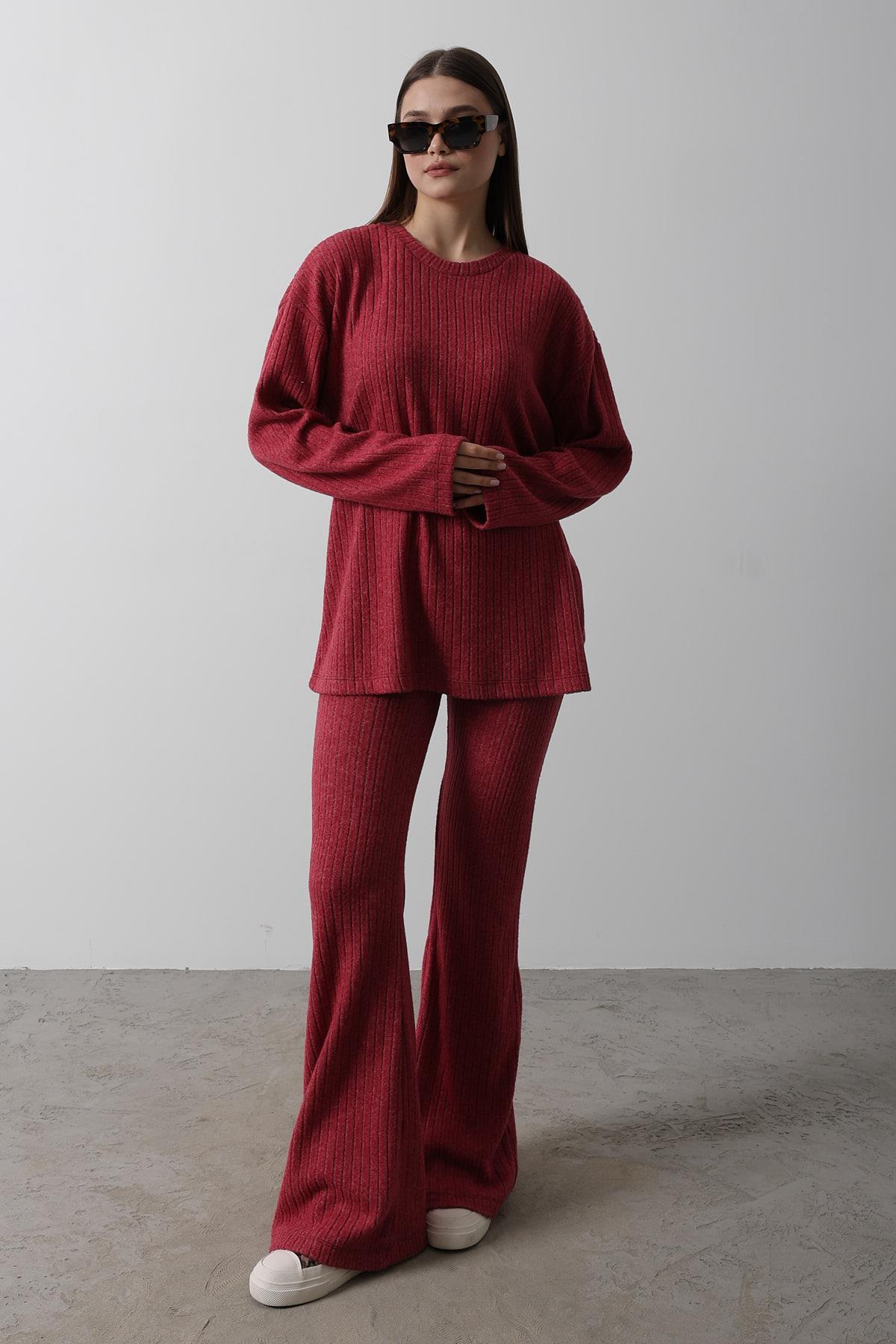 Düz Basic Örme Takım - Kırmızı