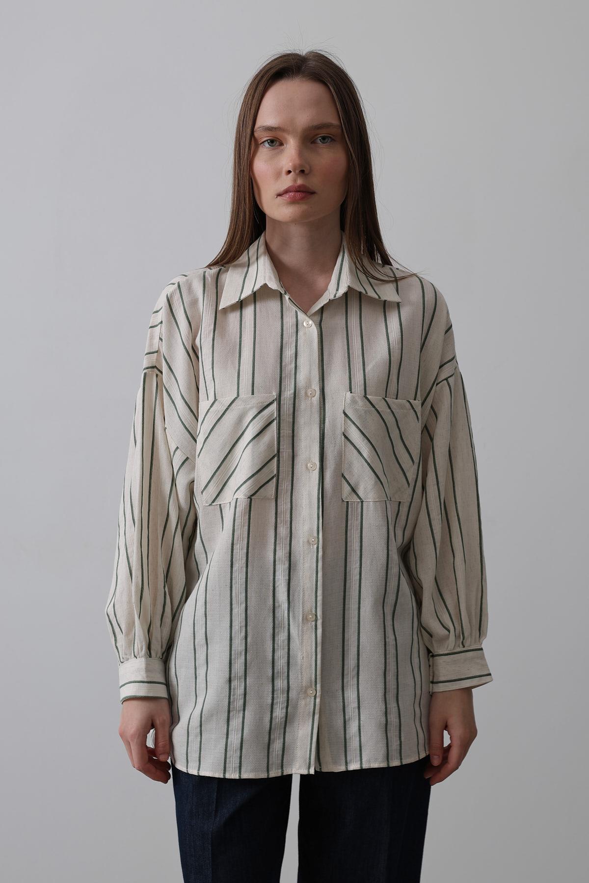 Gömlek - Bej-Yeşil