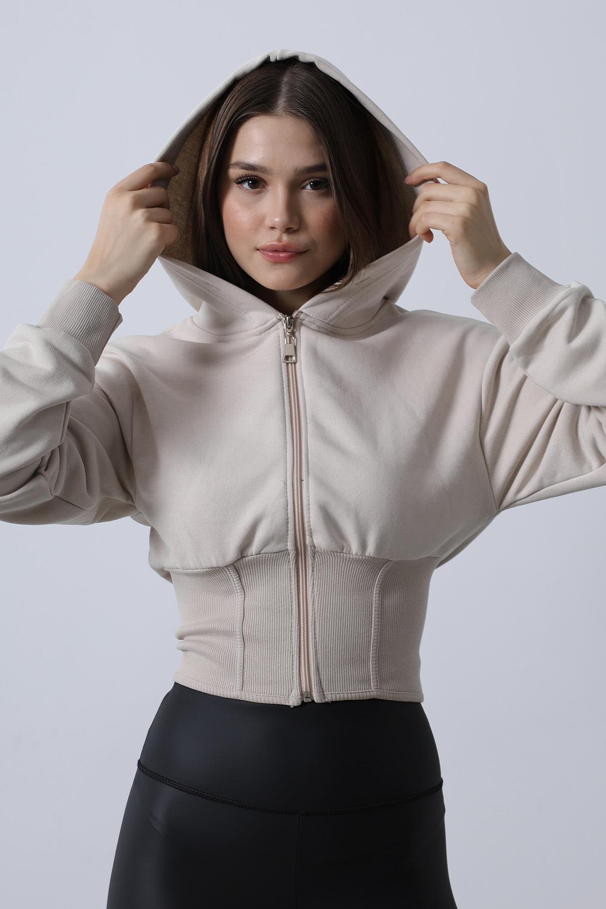 Kapüşonlu Sweat - Ekru