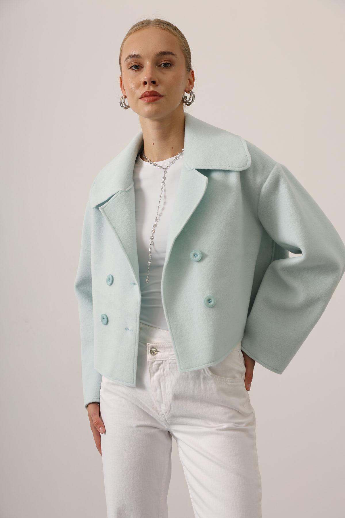 KISA KAŞE OVERSİZE CEKET - Mint