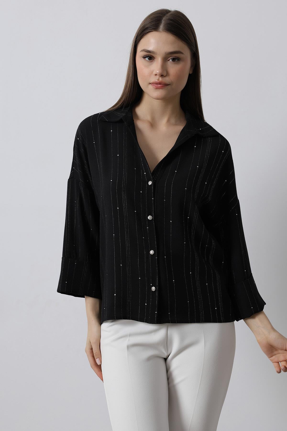 Parlak Gömlek - Siyah