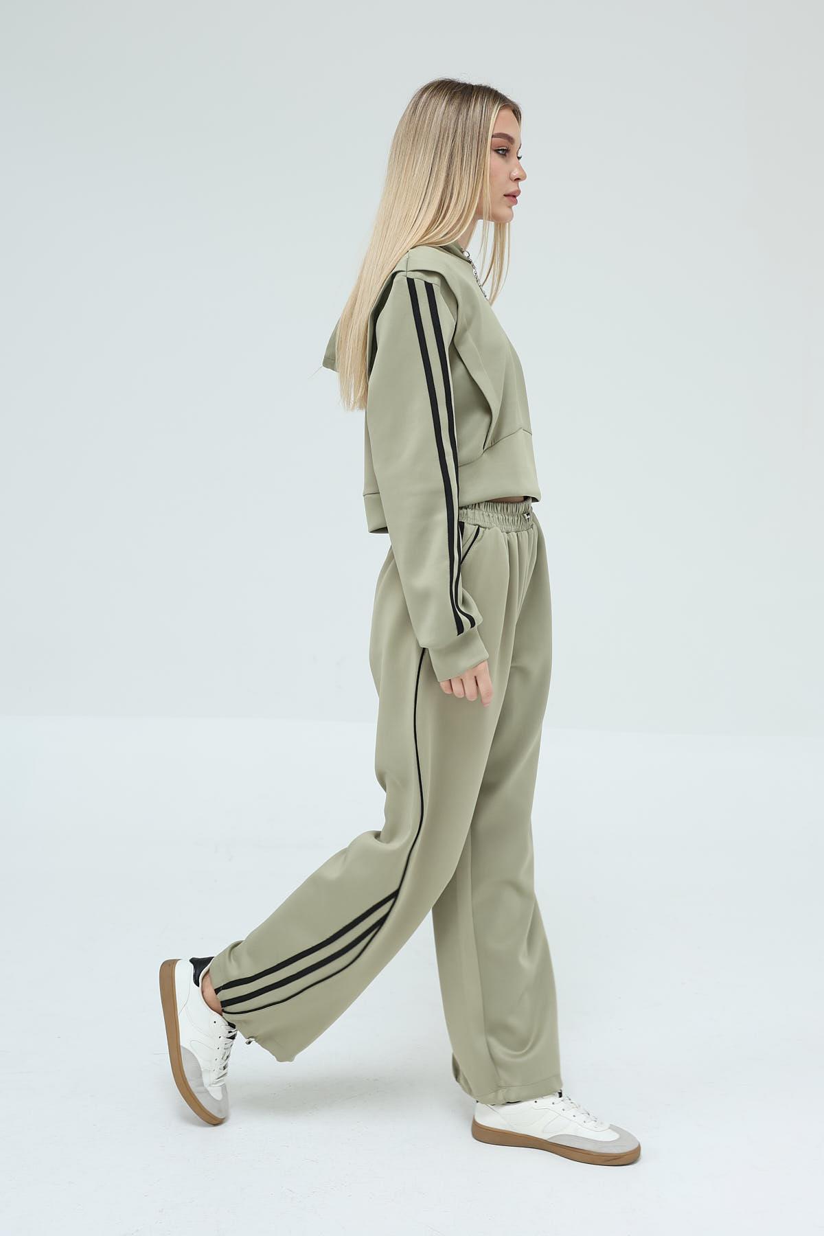 Şerit Detaylı Sweat Takım - Mint