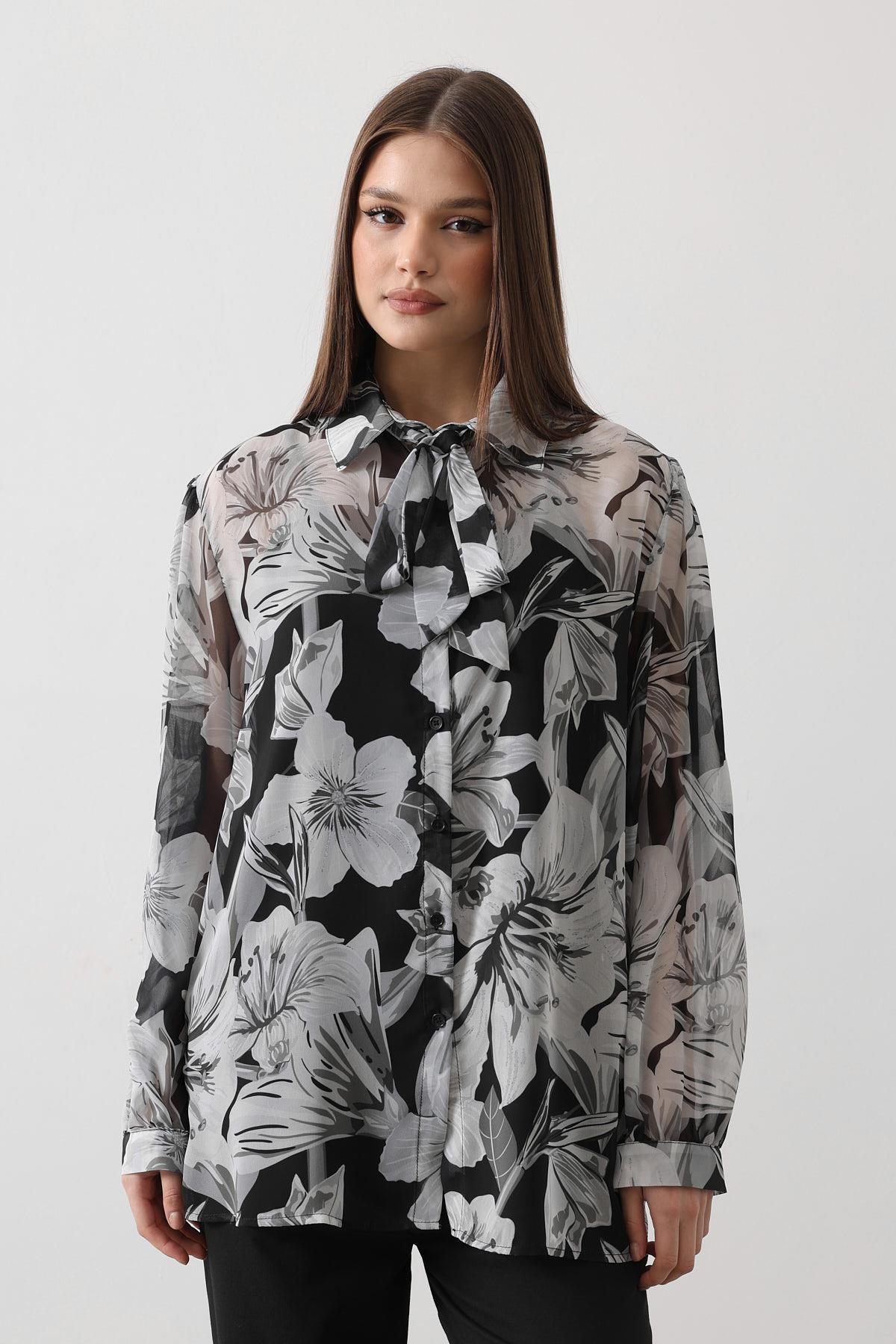 Şifon Gömlek - Siyah