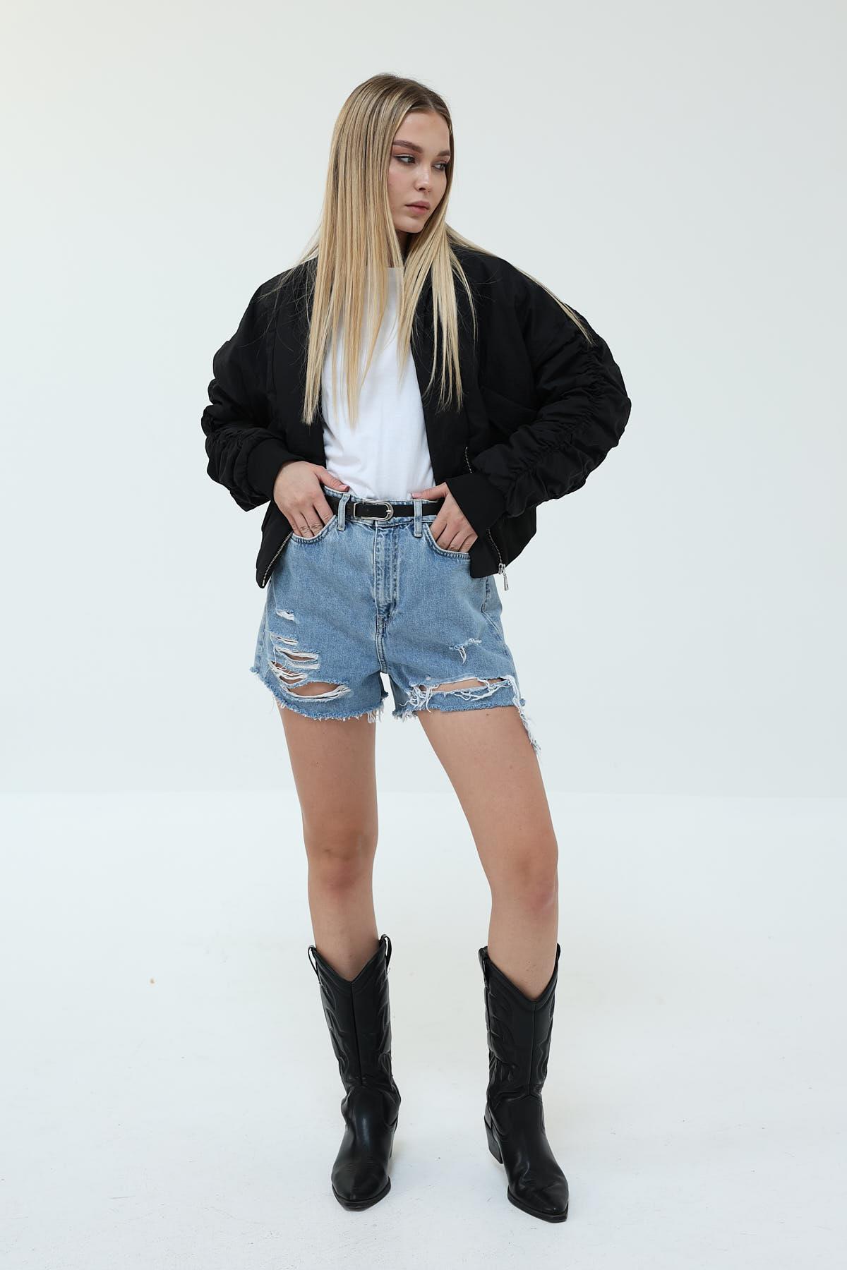 Şişme Mont - Siyah