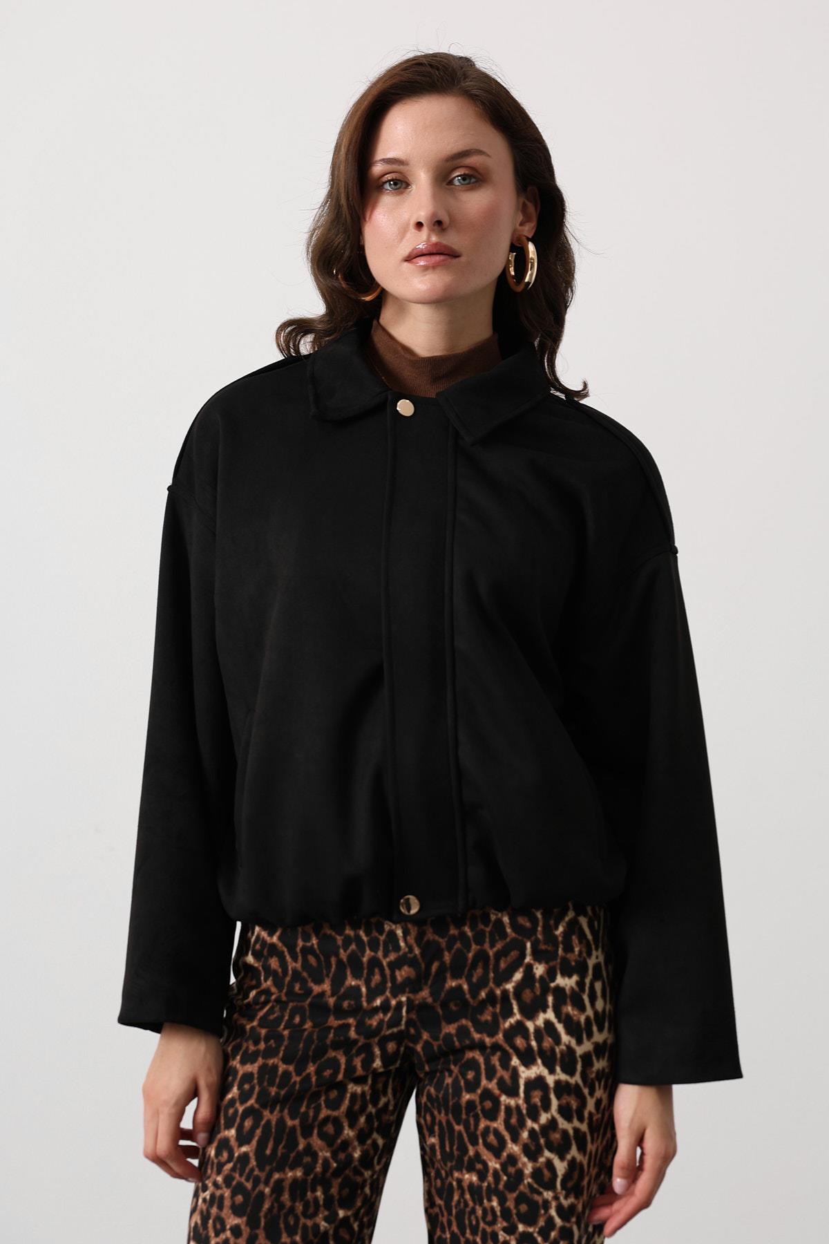 SÜET BOMBER CEKET - Siyah