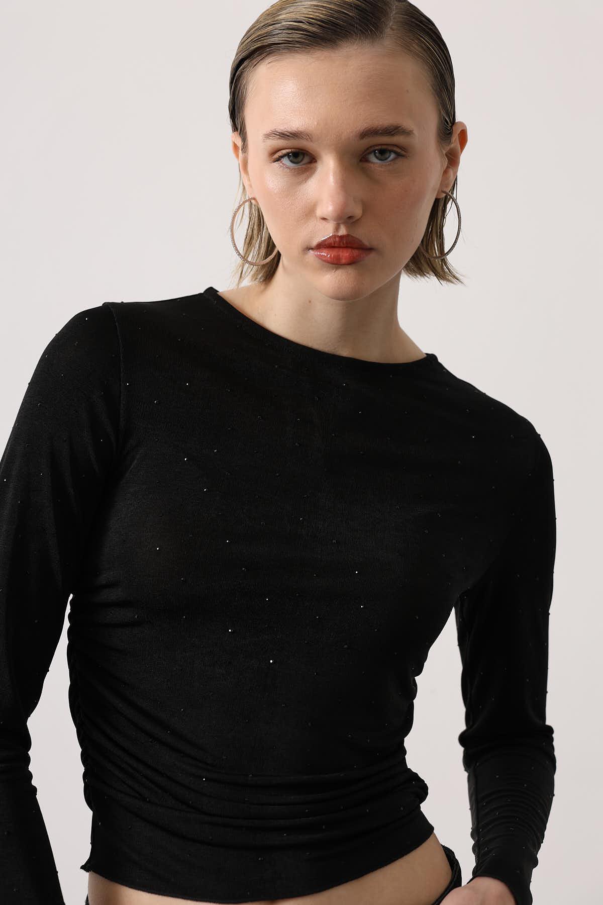TAŞLI BÜZGÜLÜ BODY - Siyah