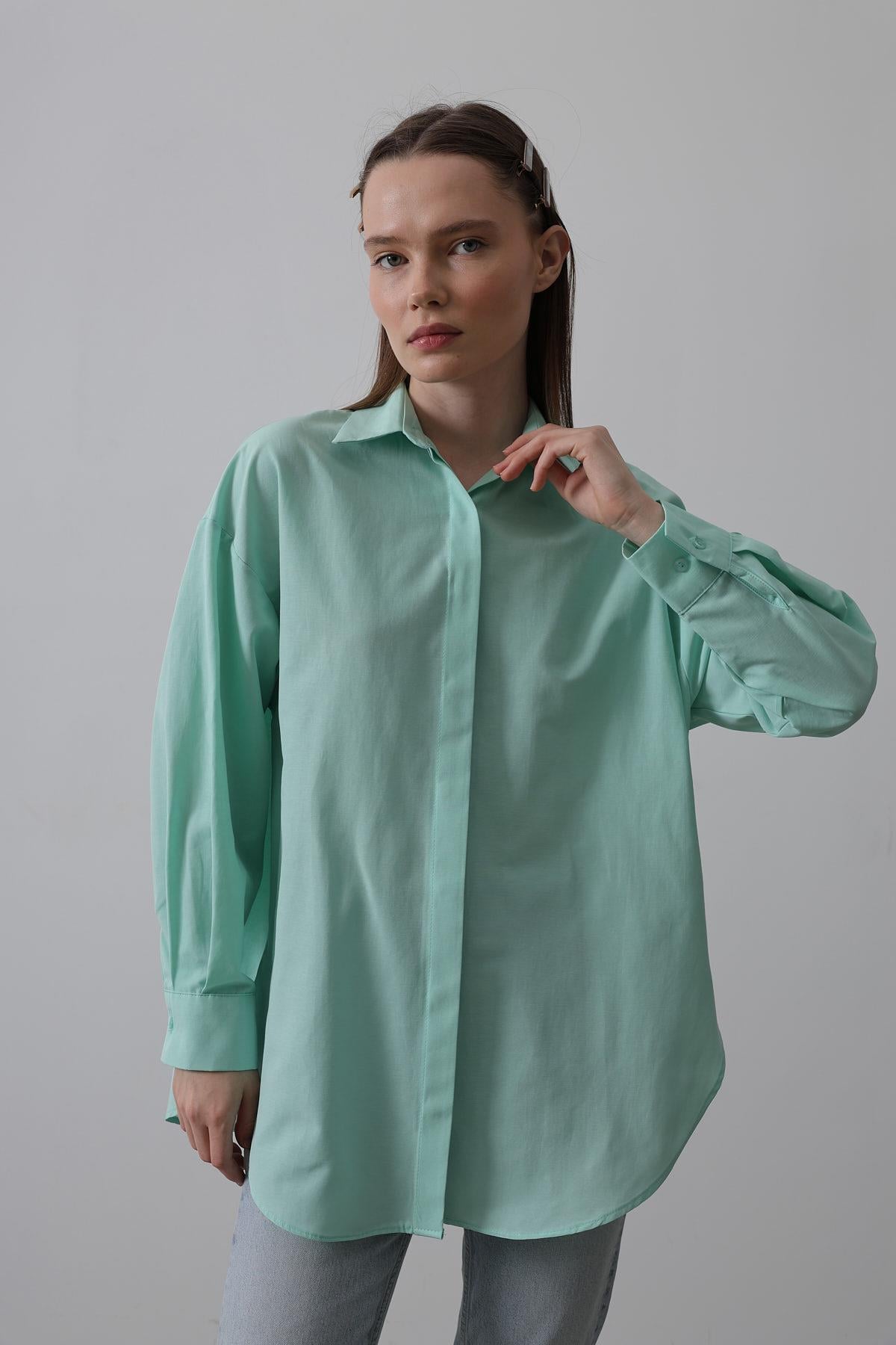 Uzun Kol Gömlek - Mint