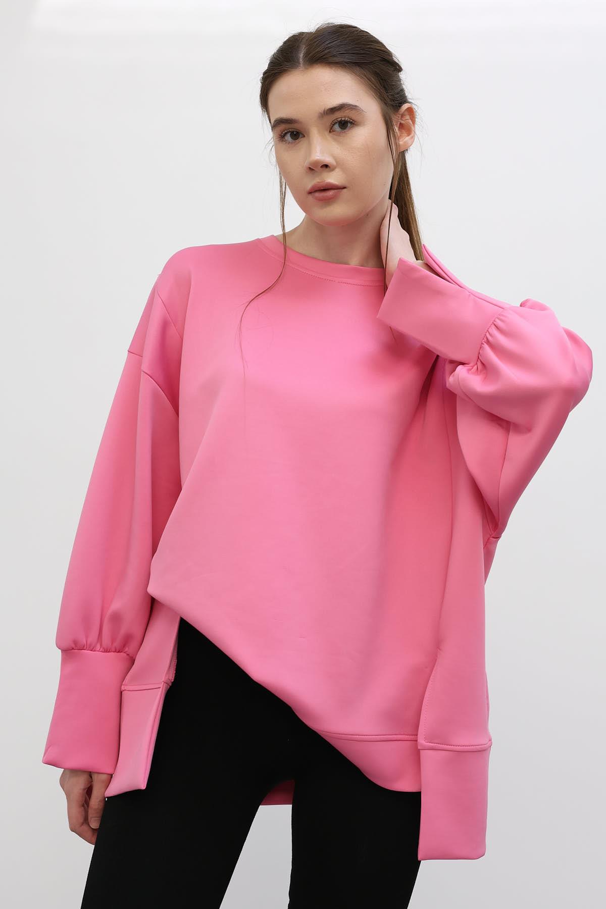 Yırtmaçlı Sweat - Pembe