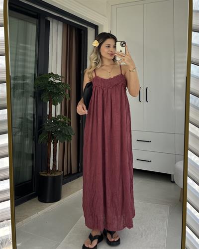 BORDO İP ASKILI ELBİSE