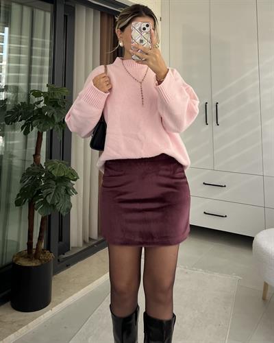 BORDO KADİFE ETEK