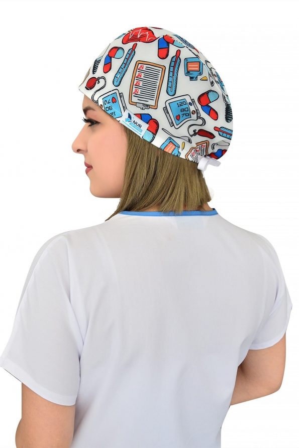 Sörf Desenli Unisex Cerrahi Boneler Doktor Hemşire Saç Bonesi
