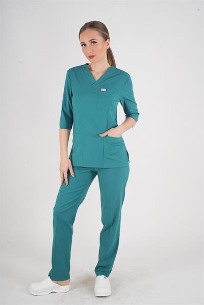 Unisex Ameliyat Yeşili Violet Model Scrubs Takım Doktor Hemşire Üniforması-Nur Medikal Giyim