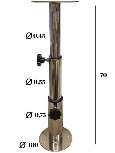 OCEAN MARİNE MASA VE KOLTUK AYAĞI 3 KADEMELİ KROM 30-70 CM TEKNE, YAT VE KARAVAN