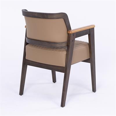  Brown Kollu Ahşap Sandalye Koyu Krem