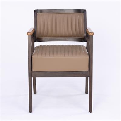  Brown Kollu Ahşap Sandalye Koyu Krem