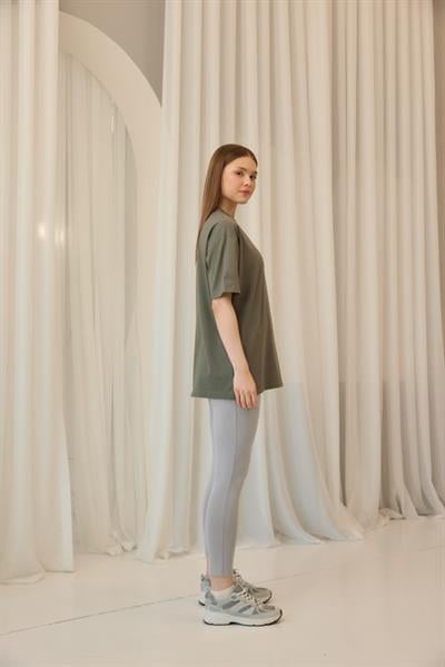 Bisiklet Yaka Tişört Haki