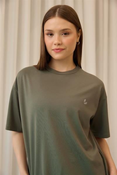 Bisiklet Yaka Tişört Haki