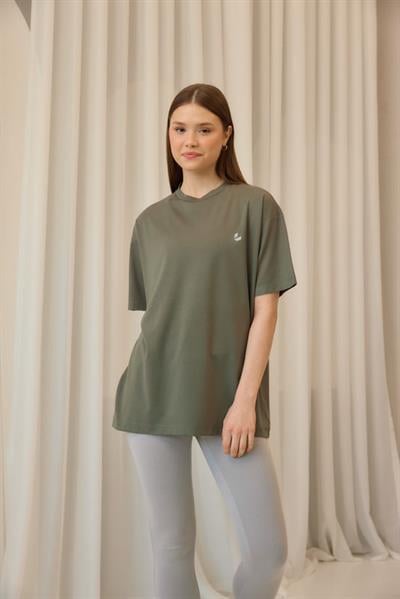 Bisiklet Yaka Tişört Haki