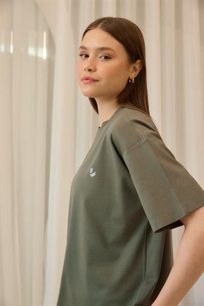 Bisiklet Yaka Tişört Haki