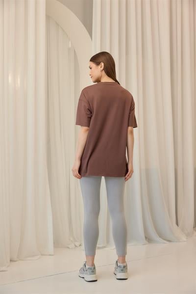 Bisiklet Yaka Tişört Kahve