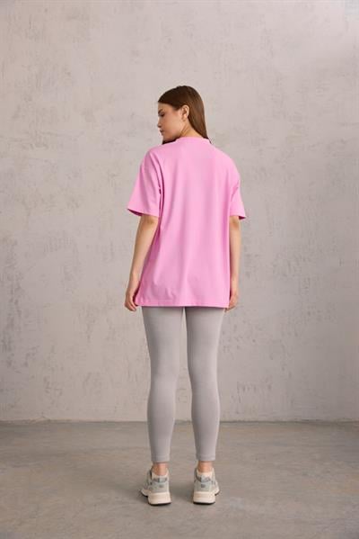 Bisiklet Yaka Tişört Leylak