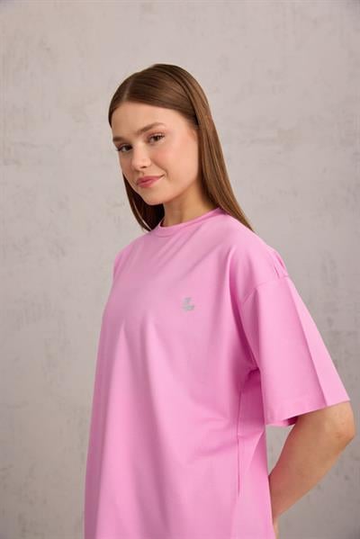 Bisiklet Yaka Tişört Leylak