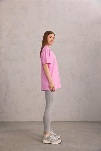 Bisiklet Yaka Tişört Leylak