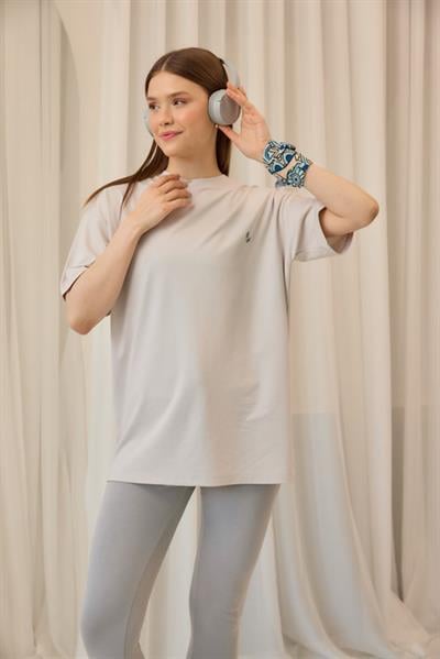 Bisiklet Yaka Tişört Taş