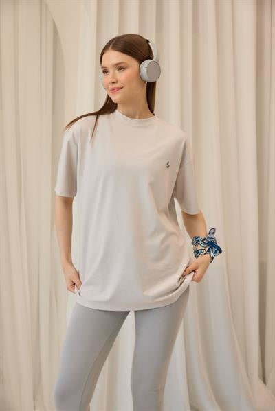 Bisiklet Yaka Tişört Taş