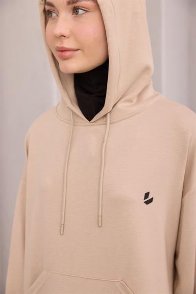 Kapüşonlu Sweat Bej