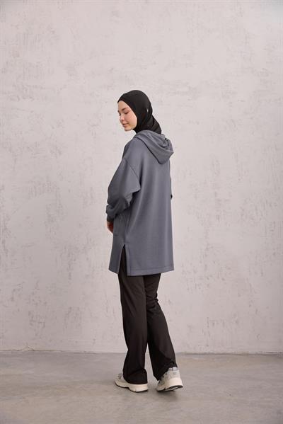 Kapüşonlu Sweat Füme