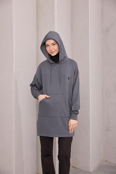 Kapüşonlu Sweat Füme