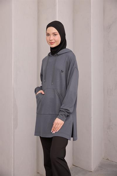Kapüşonlu Sweat Füme