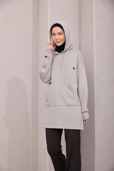 Kapüşonlu Sweat Gri