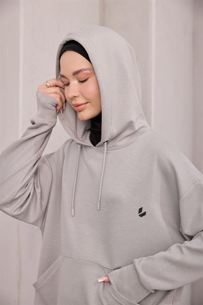 Kapüşonlu Sweat Gri