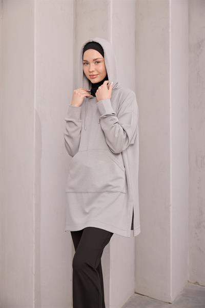 Kapüşonlu Sweat Gri