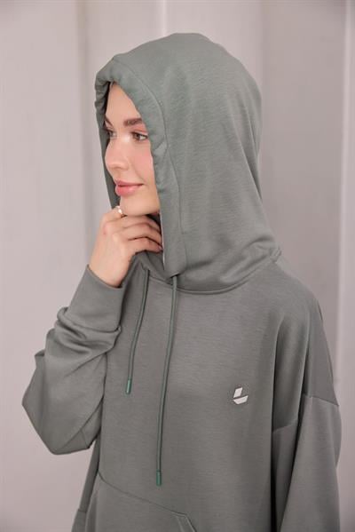 Kapüşonlu Sweat Yeşil