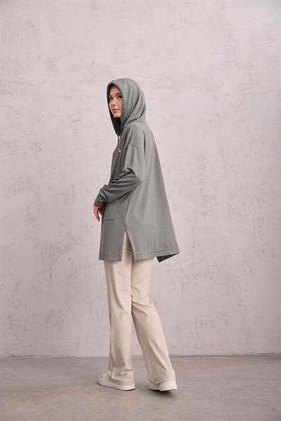 Kapüşonlu Sweat Yeşil