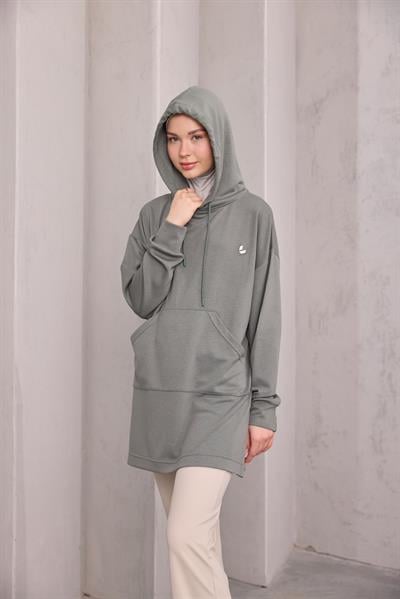 Kapüşonlu Sweat Yeşil