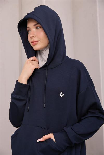 Kapüşonlu Sweat Lacivert