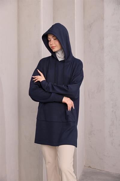 Kapüşonlu Sweat Lacivert