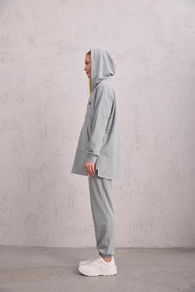 Astronot Kapüşonlu Sweat Gri