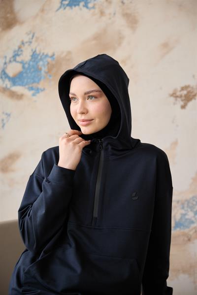 Astronot Kapüşonlu Sweat Lacivert