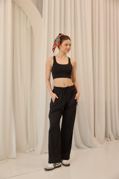 Tayt Eklentili Eşofman Siyah