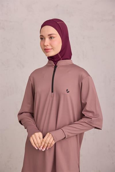 Tayt Eklentili Sweat Gül Kurusu