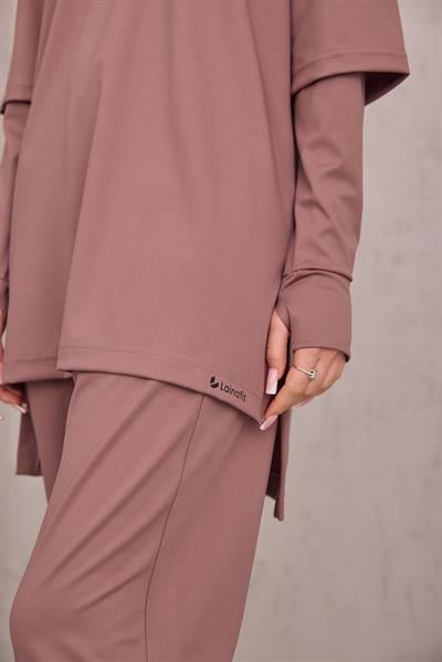 Kol Detaylı Tunik Gül Kurusu